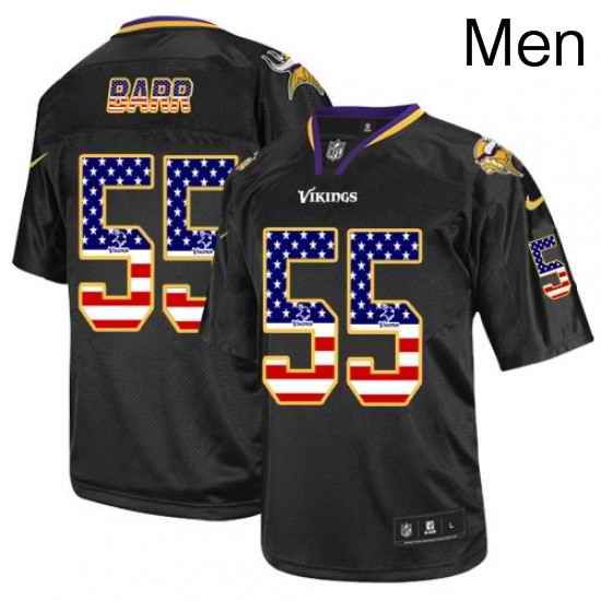 Mens Nike Minnesota Vikings 55 Anthony Barr Elite Black USA Flag Fashion NFL Jersey